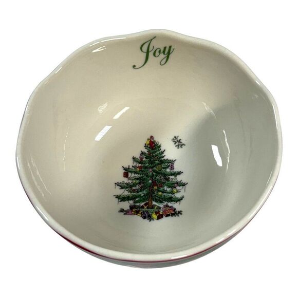 Spode Christmas Tree Bowls Set Of 2 Joy 5” & Peace 6” Ceramic Holiday Decor NEW - Picture 10 of 11